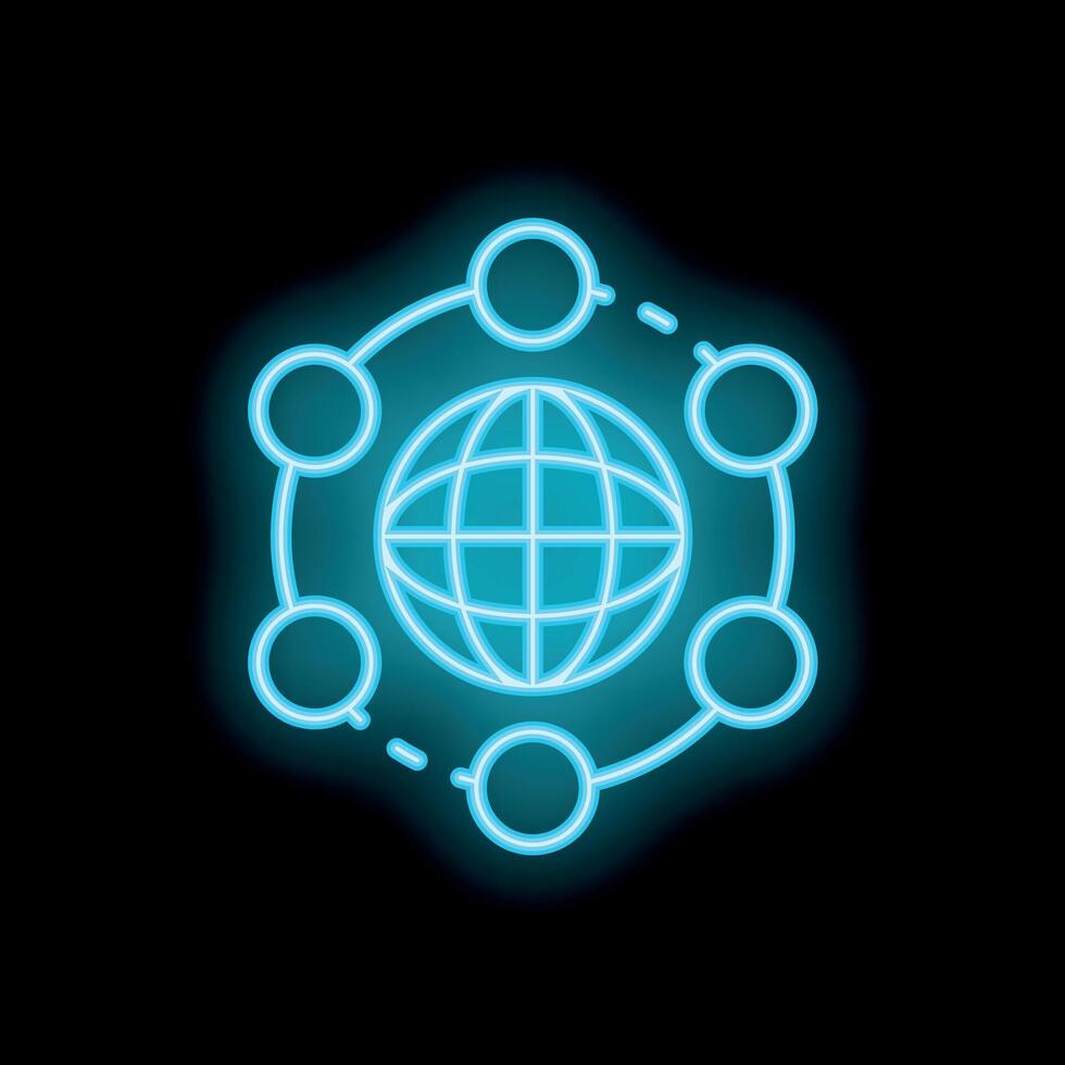 Neon icon of global network showing internet connection vector