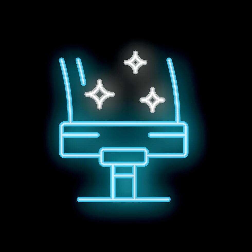Neon icon of hairdresser's workstation shining on black background vector