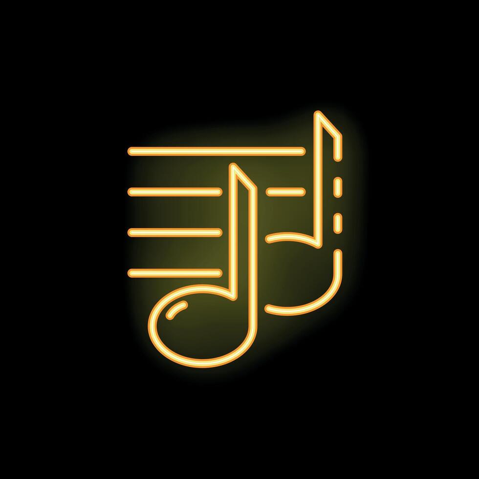 Neon icon of musical notes on black background vector