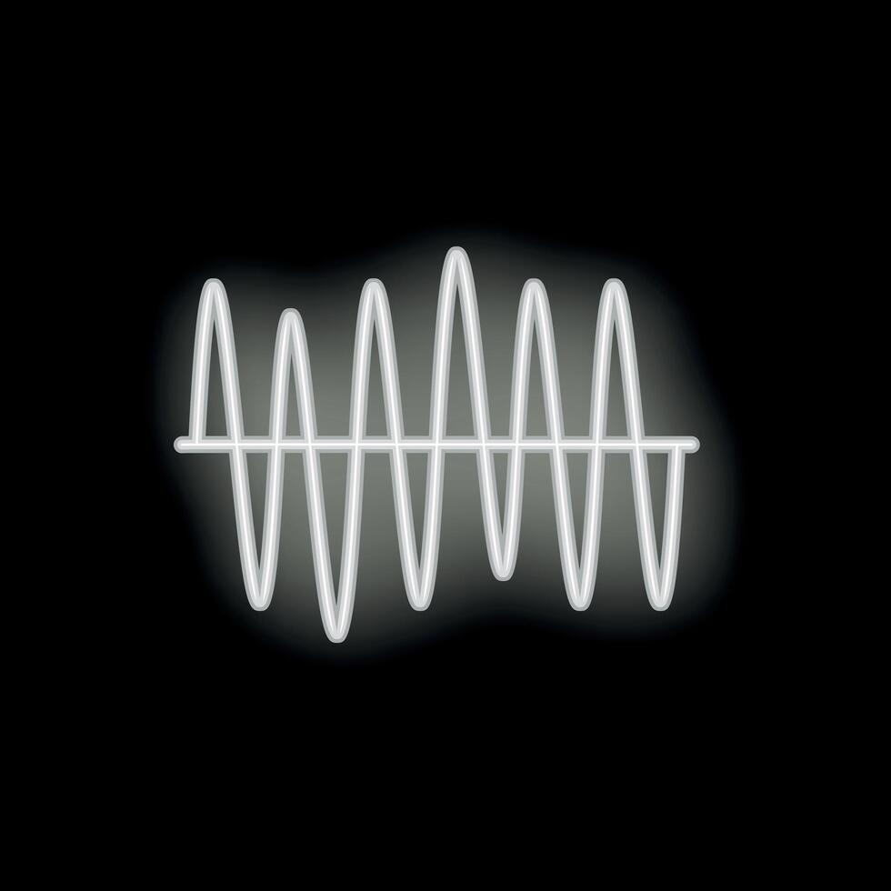 White neon sinusoidal wave glowing on black background vector