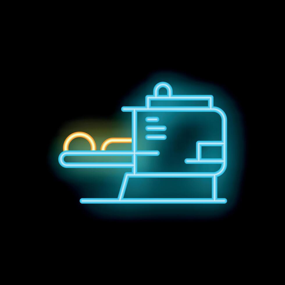 Neon icon of conveyor belt manufacturing process with goods vector