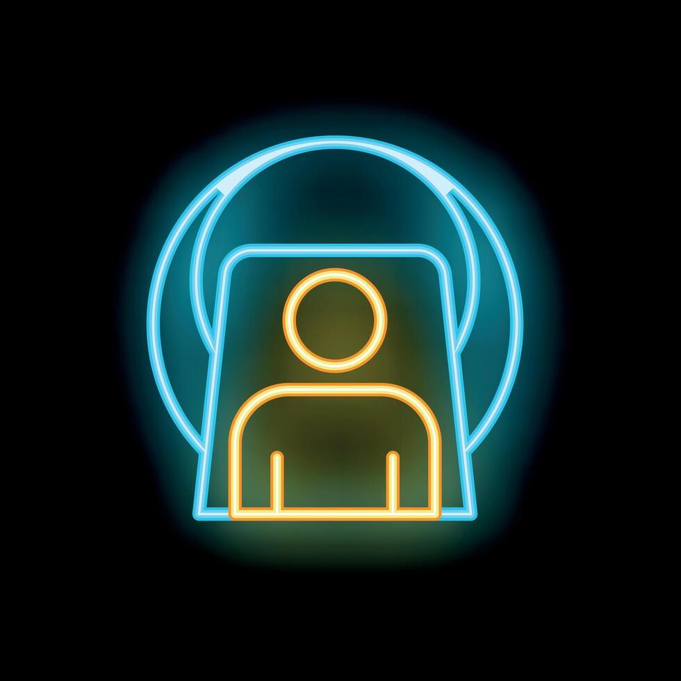 Neon sign of a patient undergoing a ct scan procedure vector