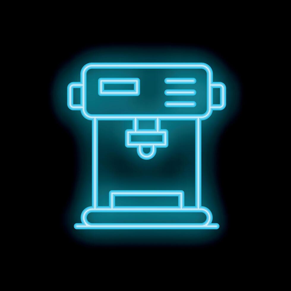 Glowing neon icon of coffee machine for making latte and espresso drinks vector