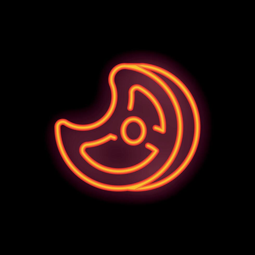 Neon sign showing a cross section of meat on black background vector
