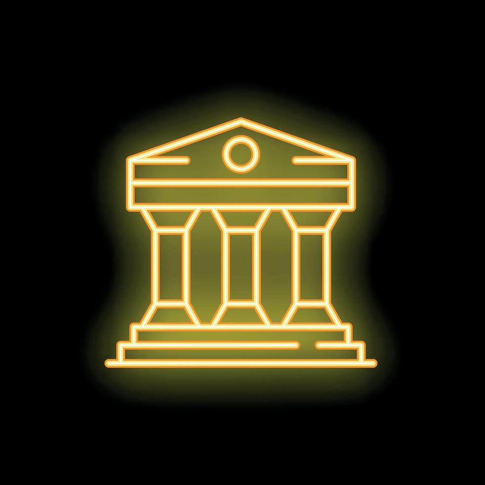 Glowing neon icon of a courthouse for law and justice concepts vector