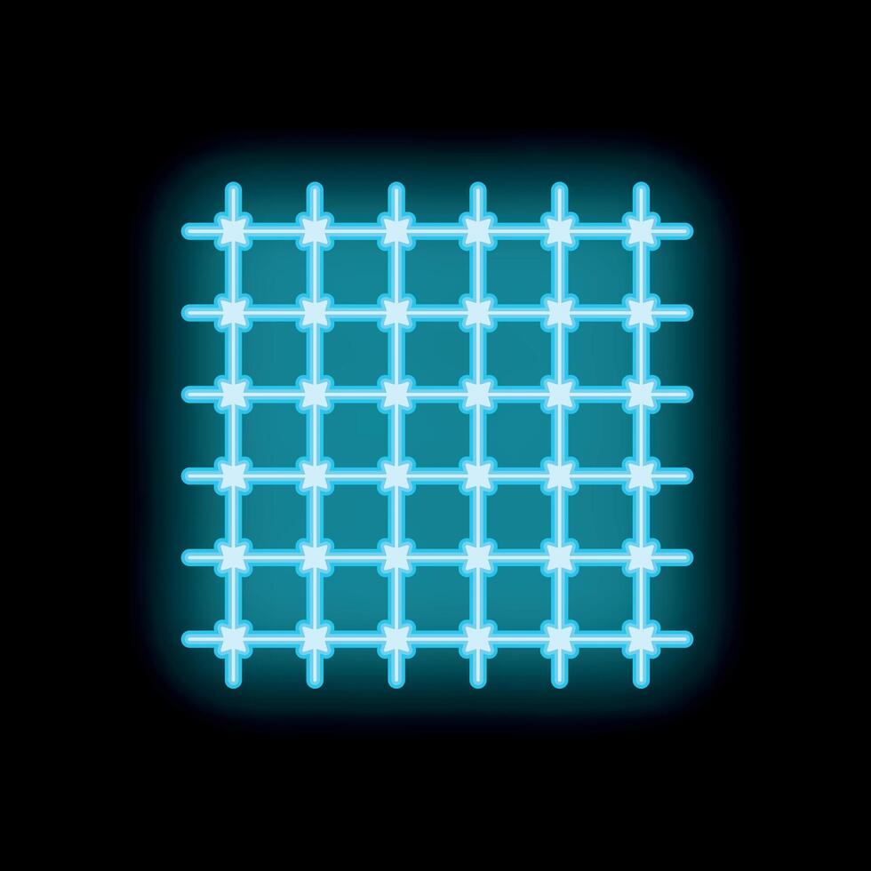 Neon blue grid glowing on black background vector
