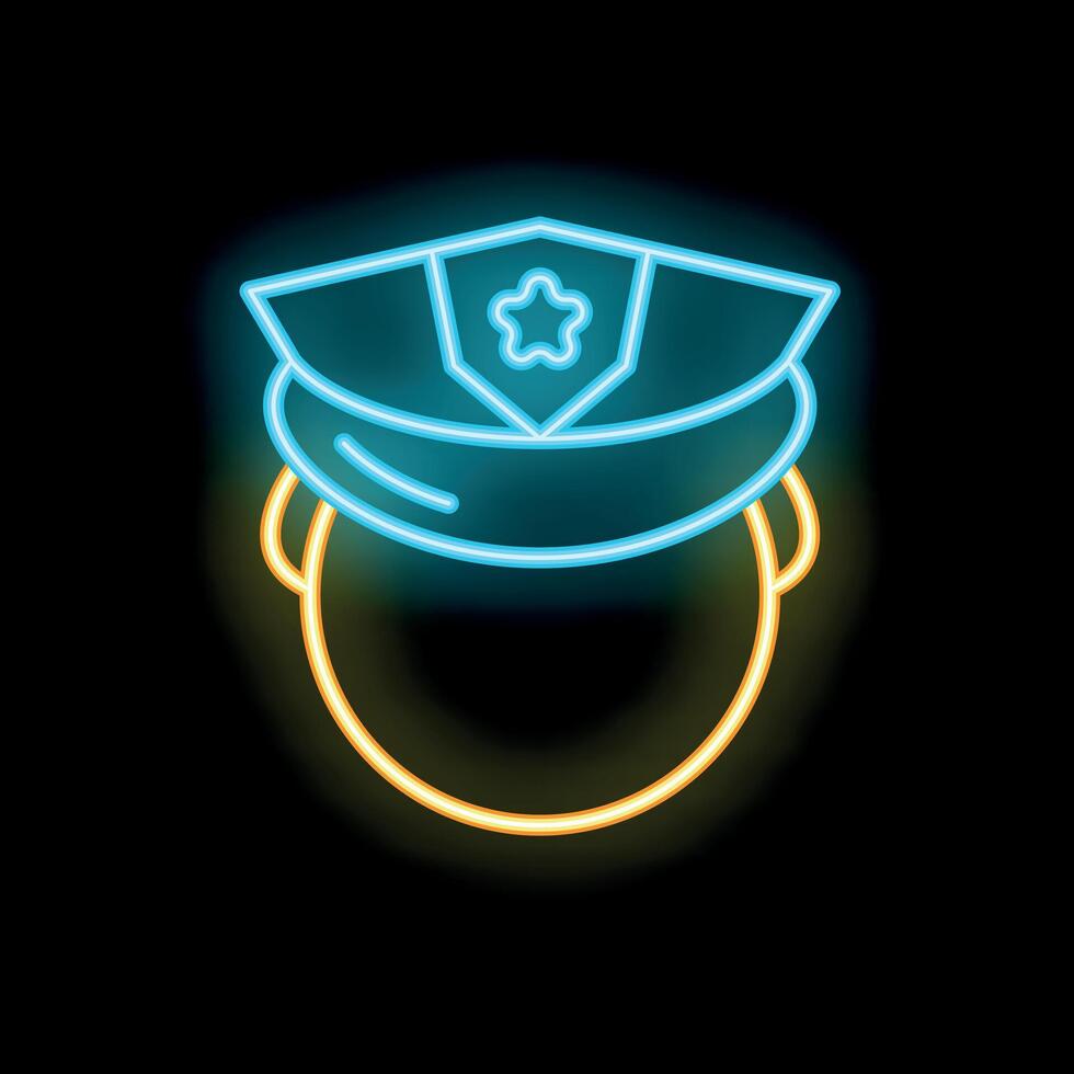 Neon sign representing a police officer wearing a peaked cap vector