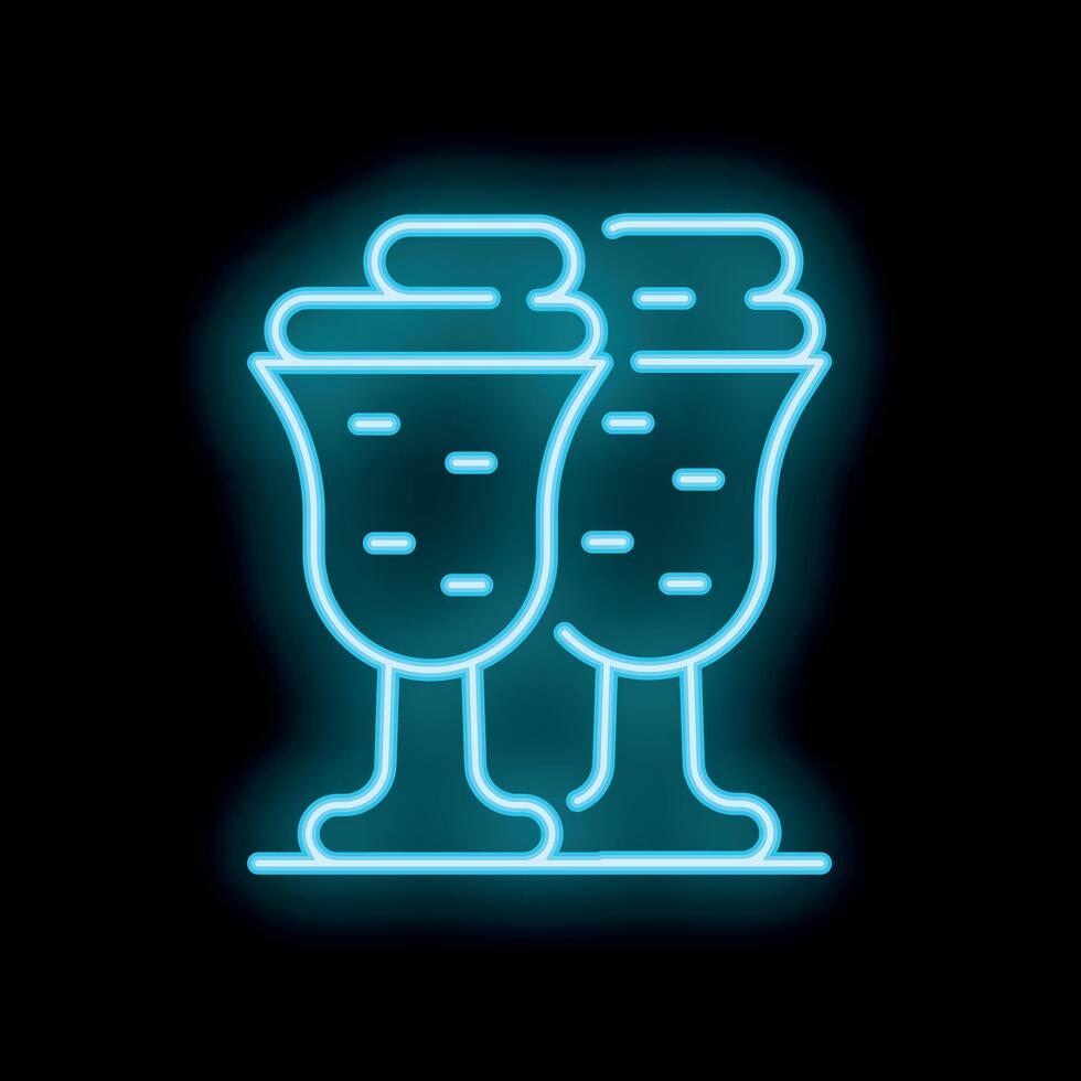 Two glasses with drinks neon sign on black background vector