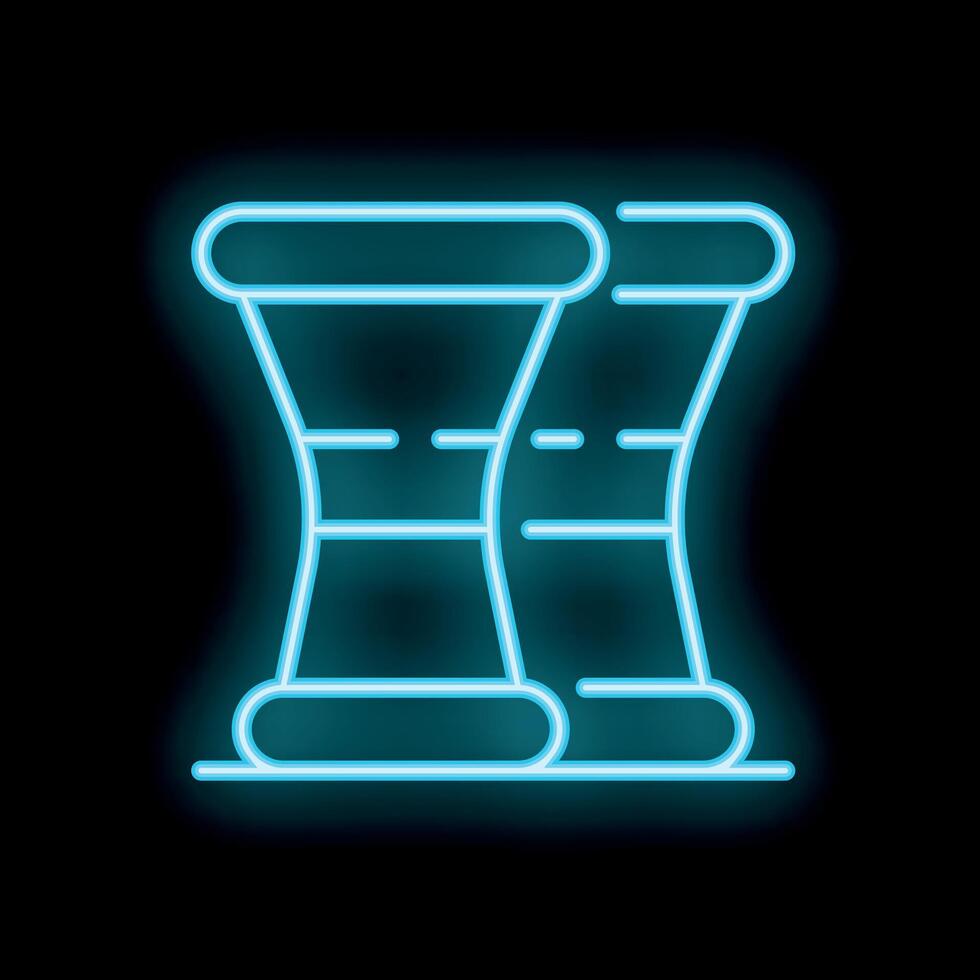 Neon sign of two hourglasses showing time passing by vector