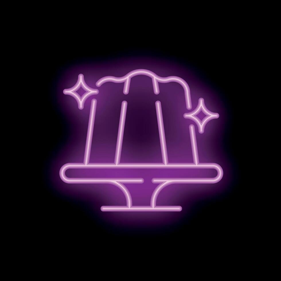 Neon sign of a delicious pudding shining on black background vector