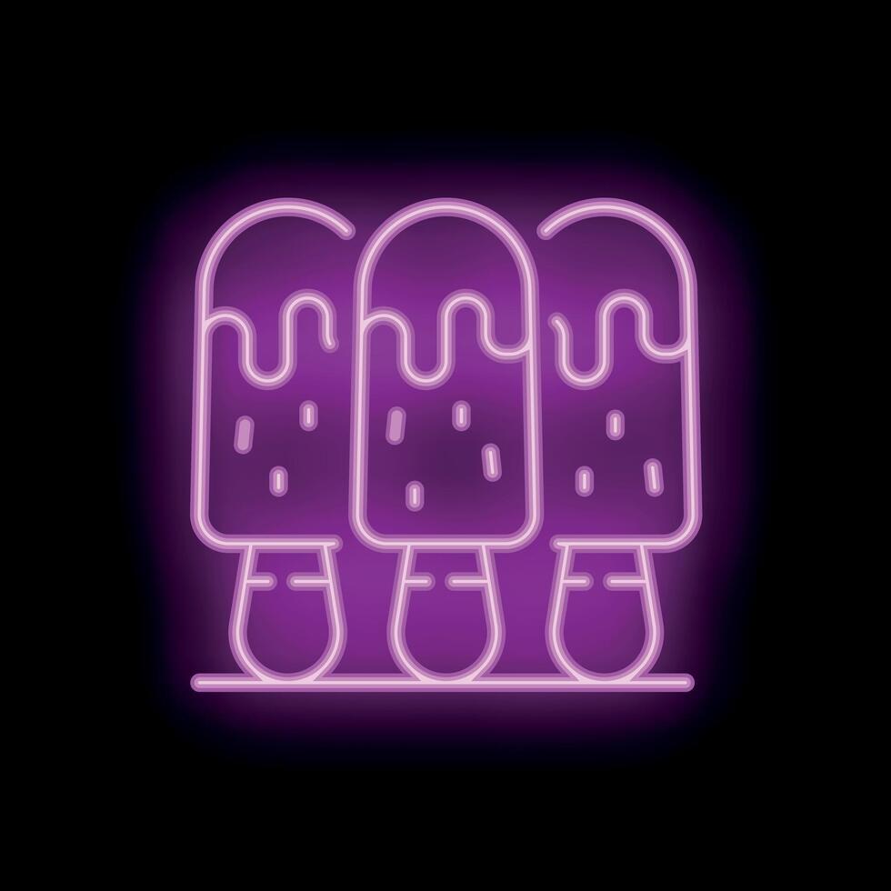 Vibrant neon sign depicting three delicious ice cream bars on a stick vector