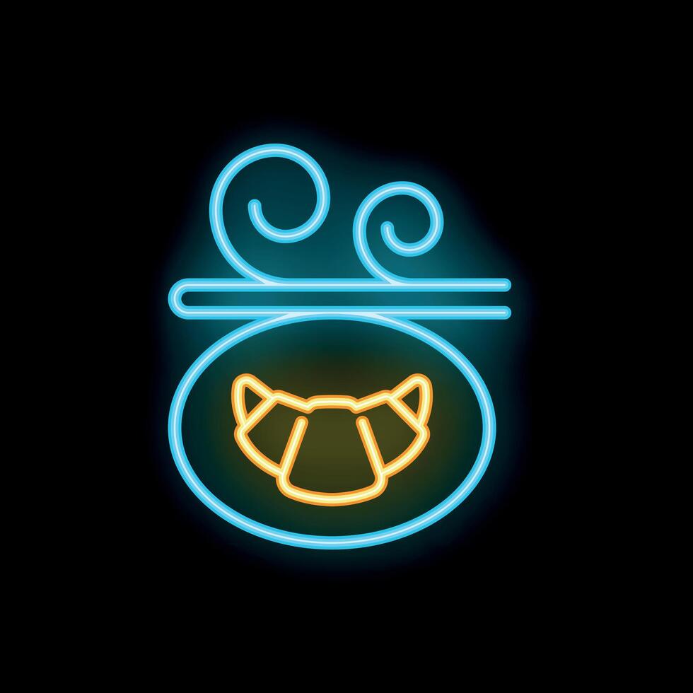 Neon sign representing a delicious french croissant baking in the oven vector