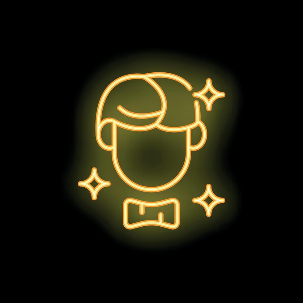 Neon sign of a waiter wearing a bow tie with a glowing head vector