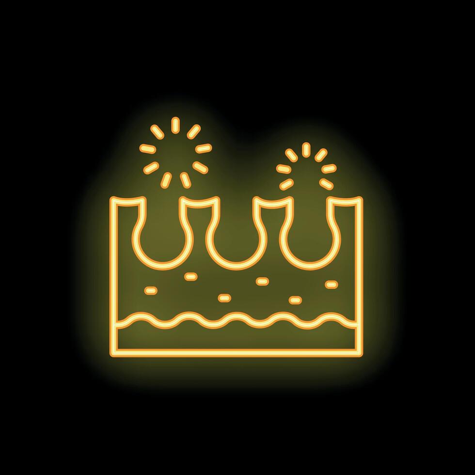 Neon icon of skin open pores with dirt and shine representing skincare and dermatology vector
