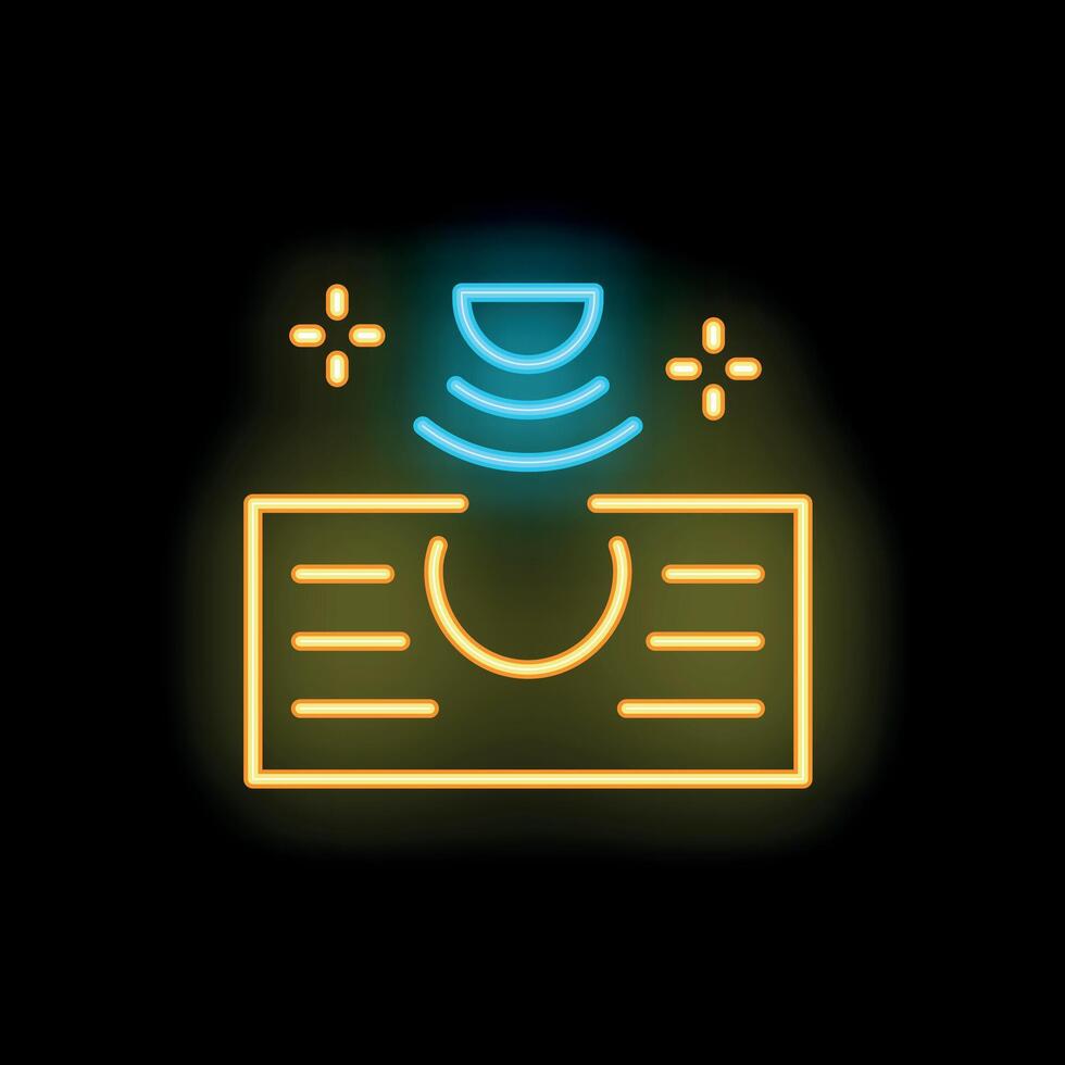 Neon sign representing contactless payment system using nfc technology vector