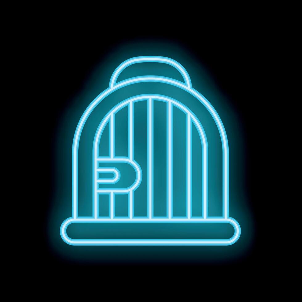 Glowing neon line bird cage icon isolated on black background illustration vector