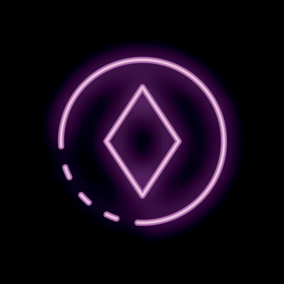 Pink neon sign showing a diamond shape on black background vector