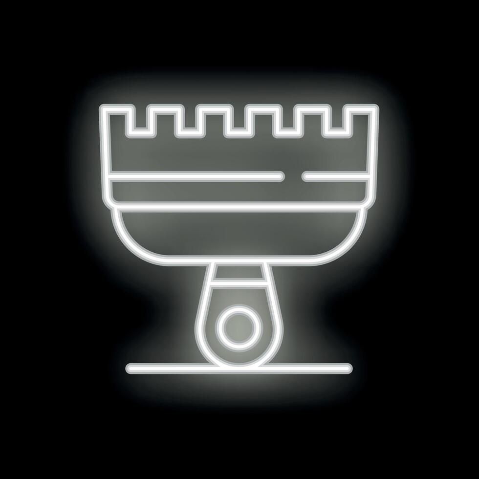 White neon sign showing a putty knife on black background vector