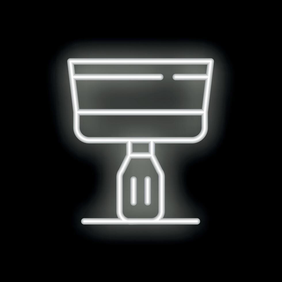 Neon putty knife glowing on black background vector