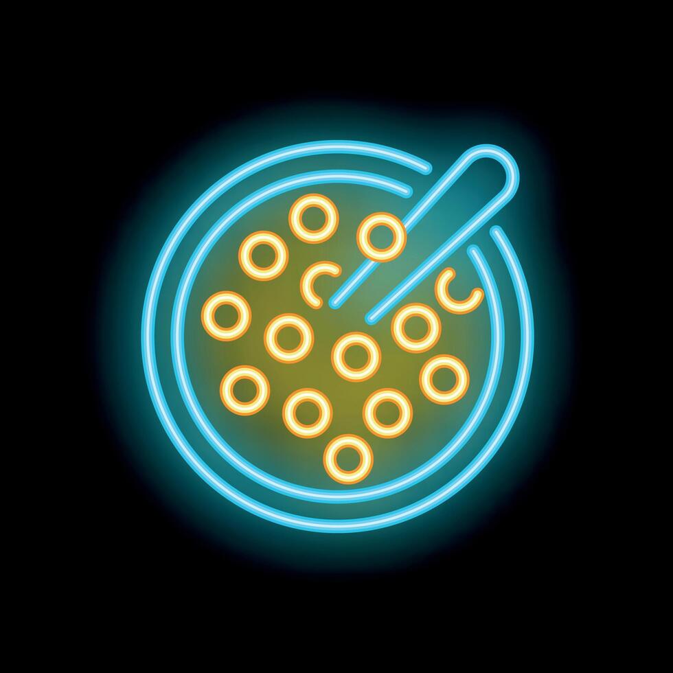 Neon sign representing a bowl with cereal and chopsticks representing asian food vector