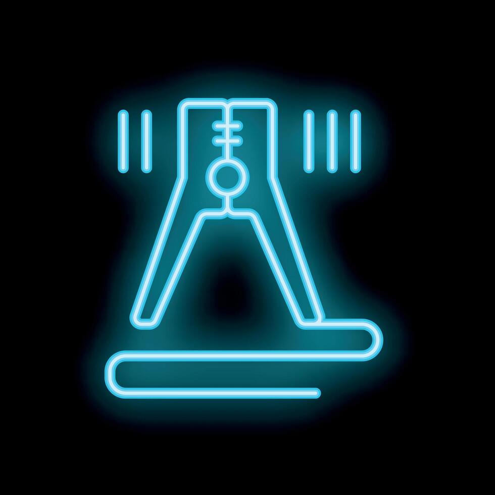 Neon sign showing a clamp holding a piece of paper on black background vector