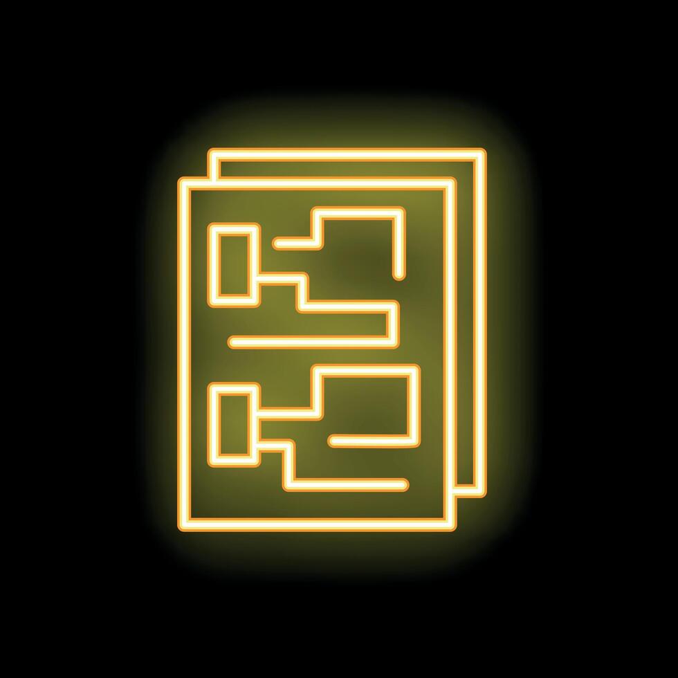 Neon icon of project management with tasks on black background vector