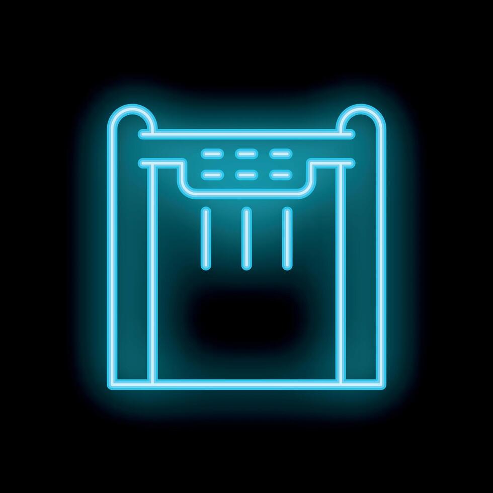 Glowing neon metal detector icon on dark background vector