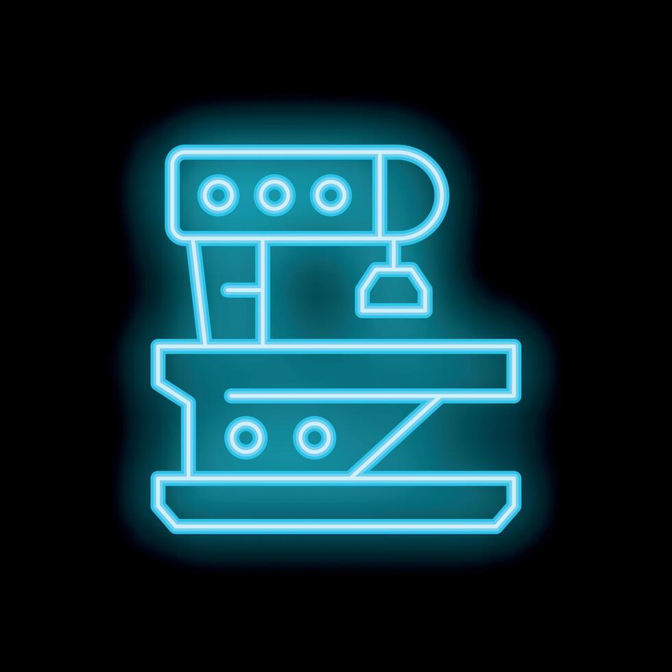 Neon icon of a coffee machine brewing a cup of coffee vector