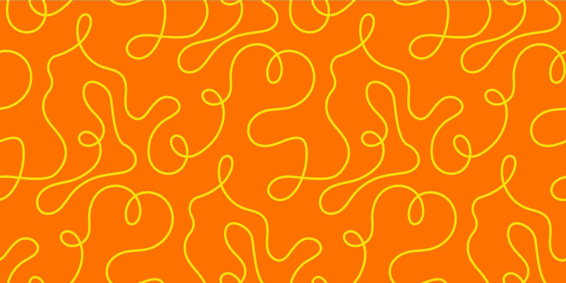 Noodle pasta seamless pattern background. Spaghetti curvy doodle pattern, Italian pasta background. Chinese abstract noodle, ramen design yellow food wallpaper. vector