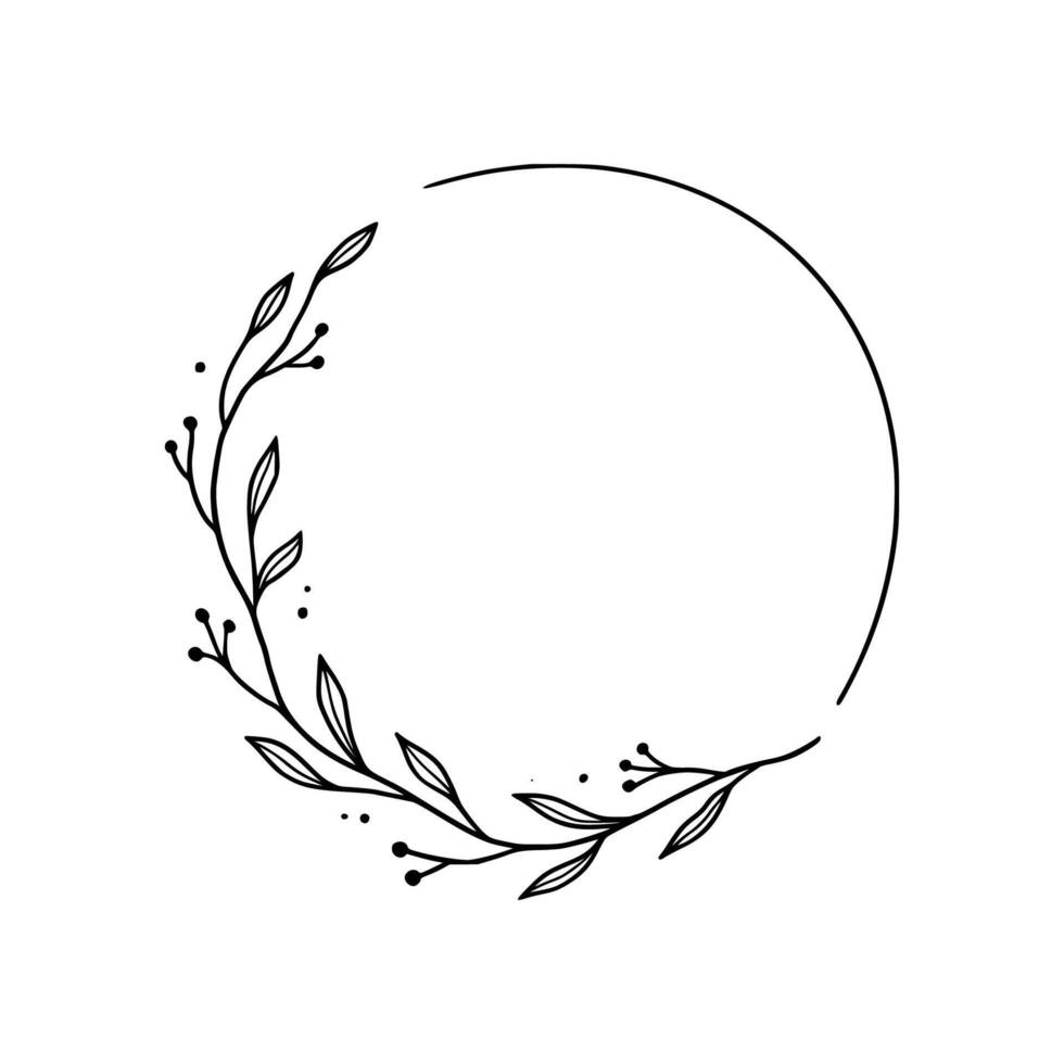 Floral circle frame, elegant wreath round border vector