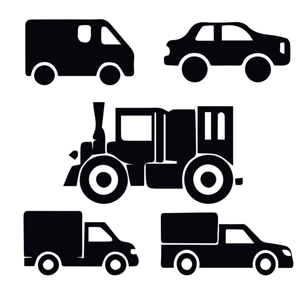 Vehicle Icons Set silhouette. illustration of different vehicle icons on a white background. vector