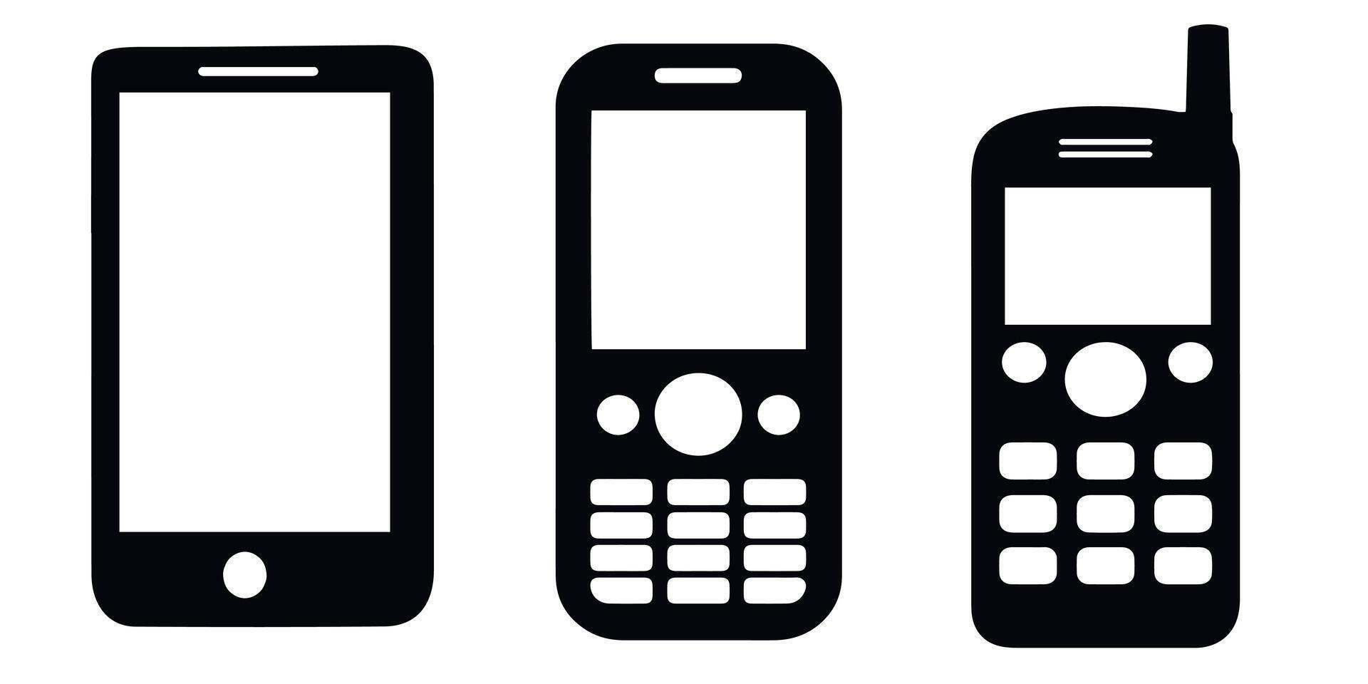 Mobile phone icon set. vector
