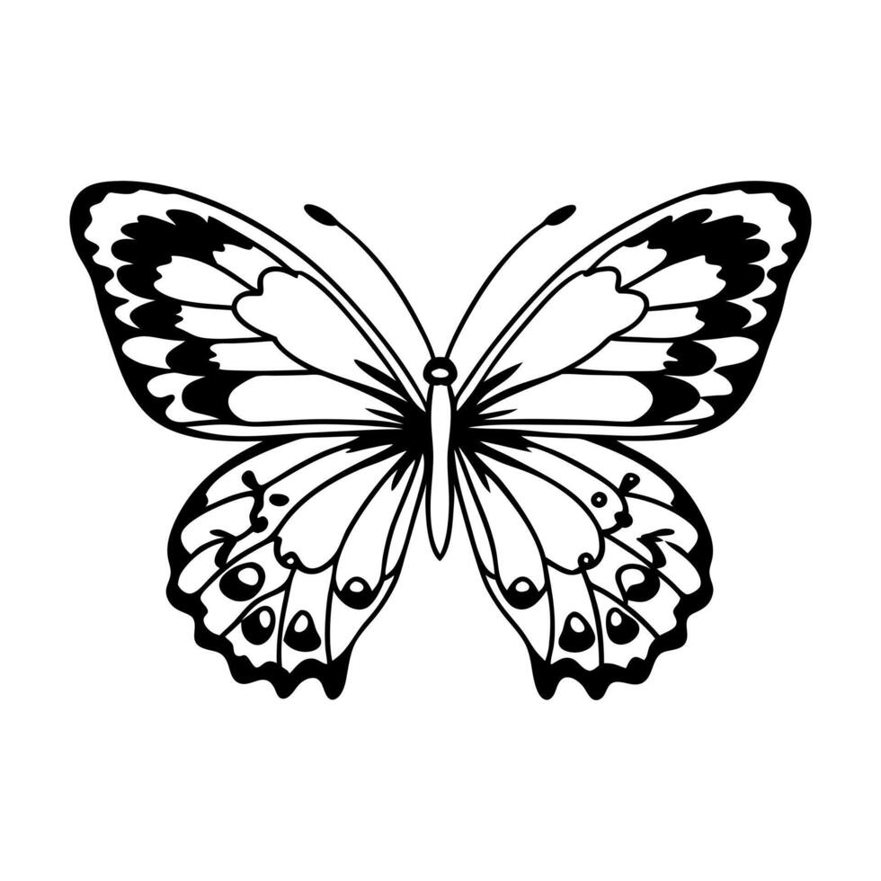 Black and white butterfly silhouette vector