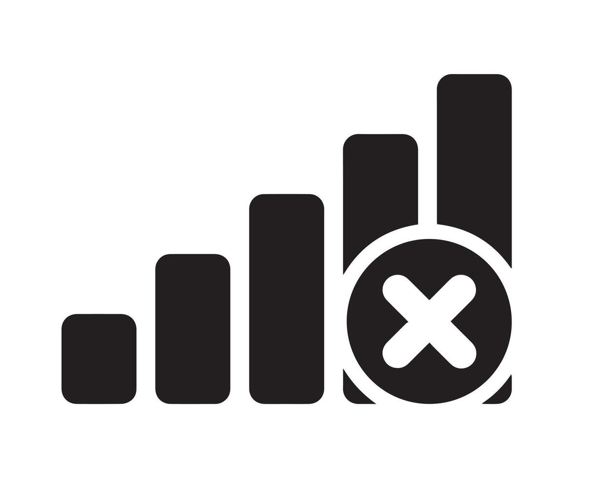 Not Connected Icon, no network mobile data icon on a white background. vector