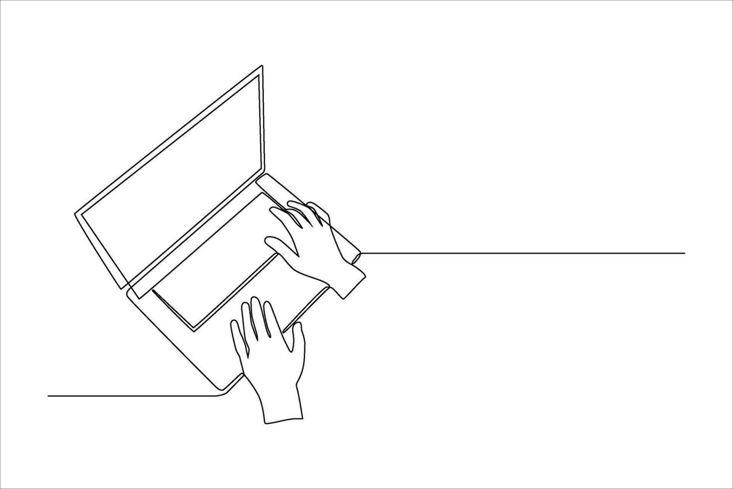 A minimalist illustration of hands typing on a laptop, emphasizing technology and communication. vector
