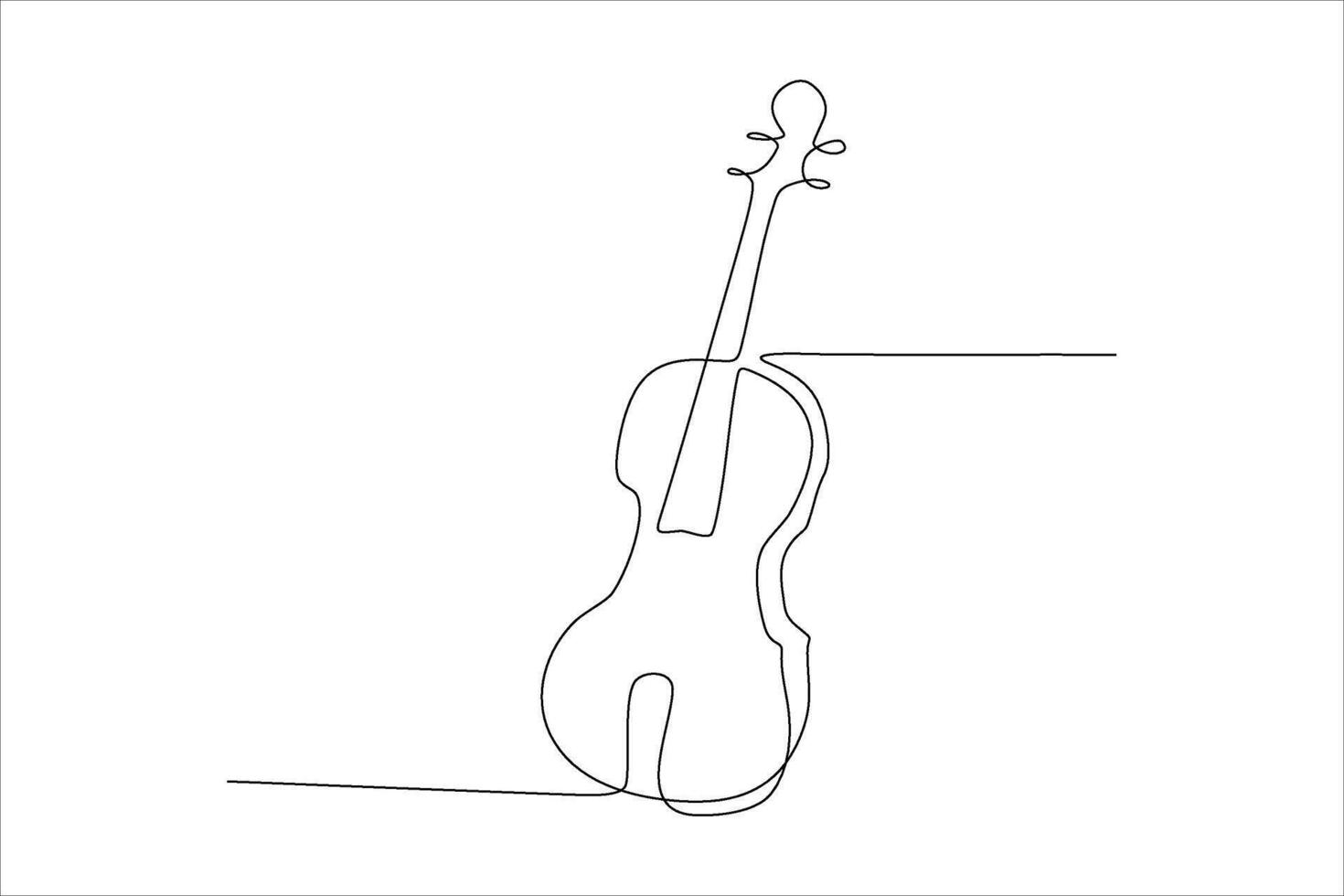 A minimalist line drawing of a violin, showcasing its elegant shape and design. vector