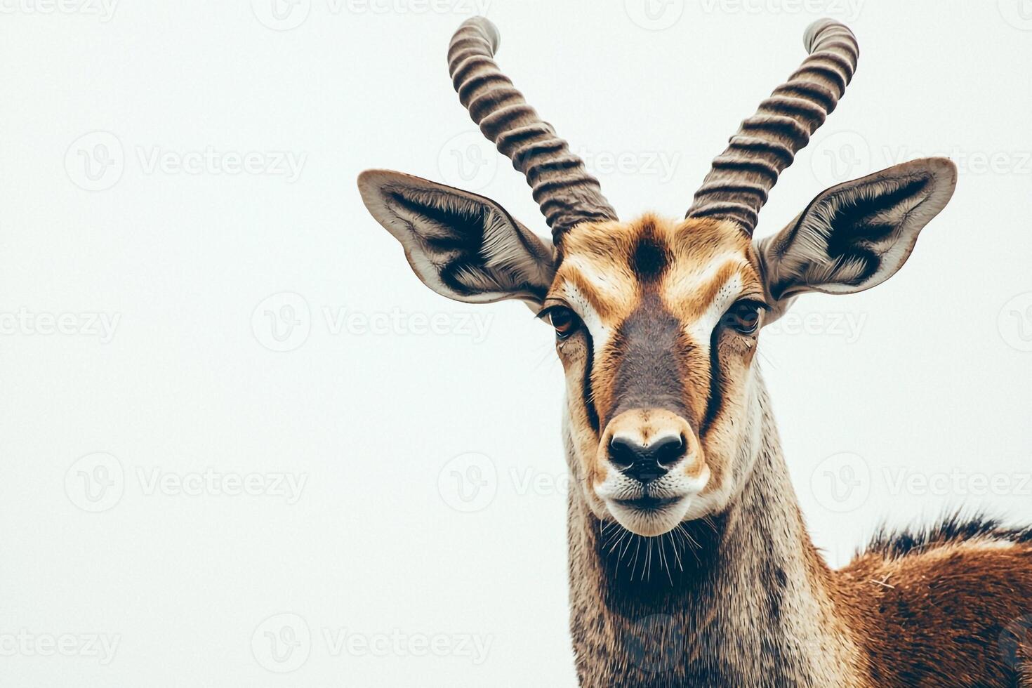 A close up of a deer with long horns photo