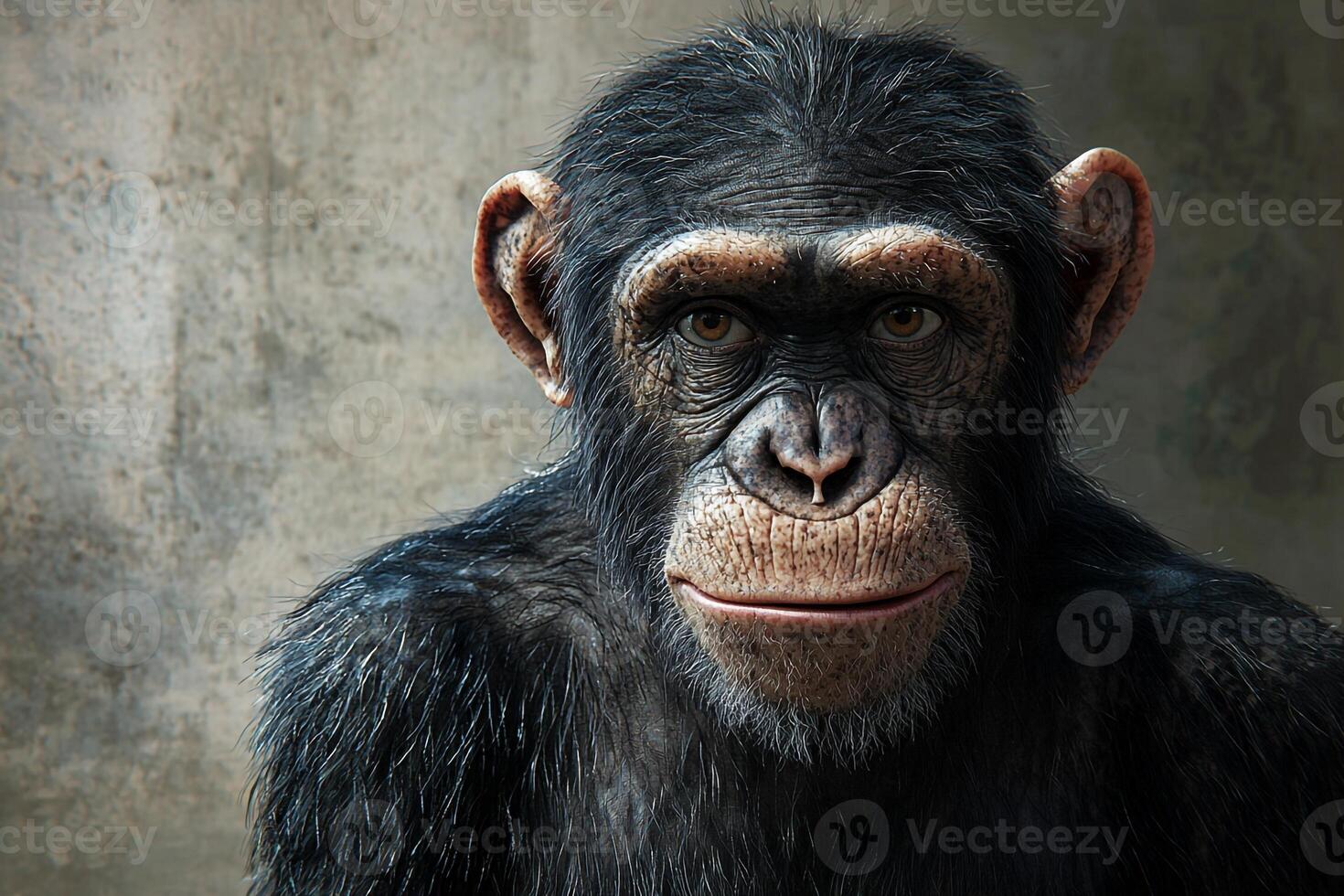 A chimpanzee is looking at the camera photo