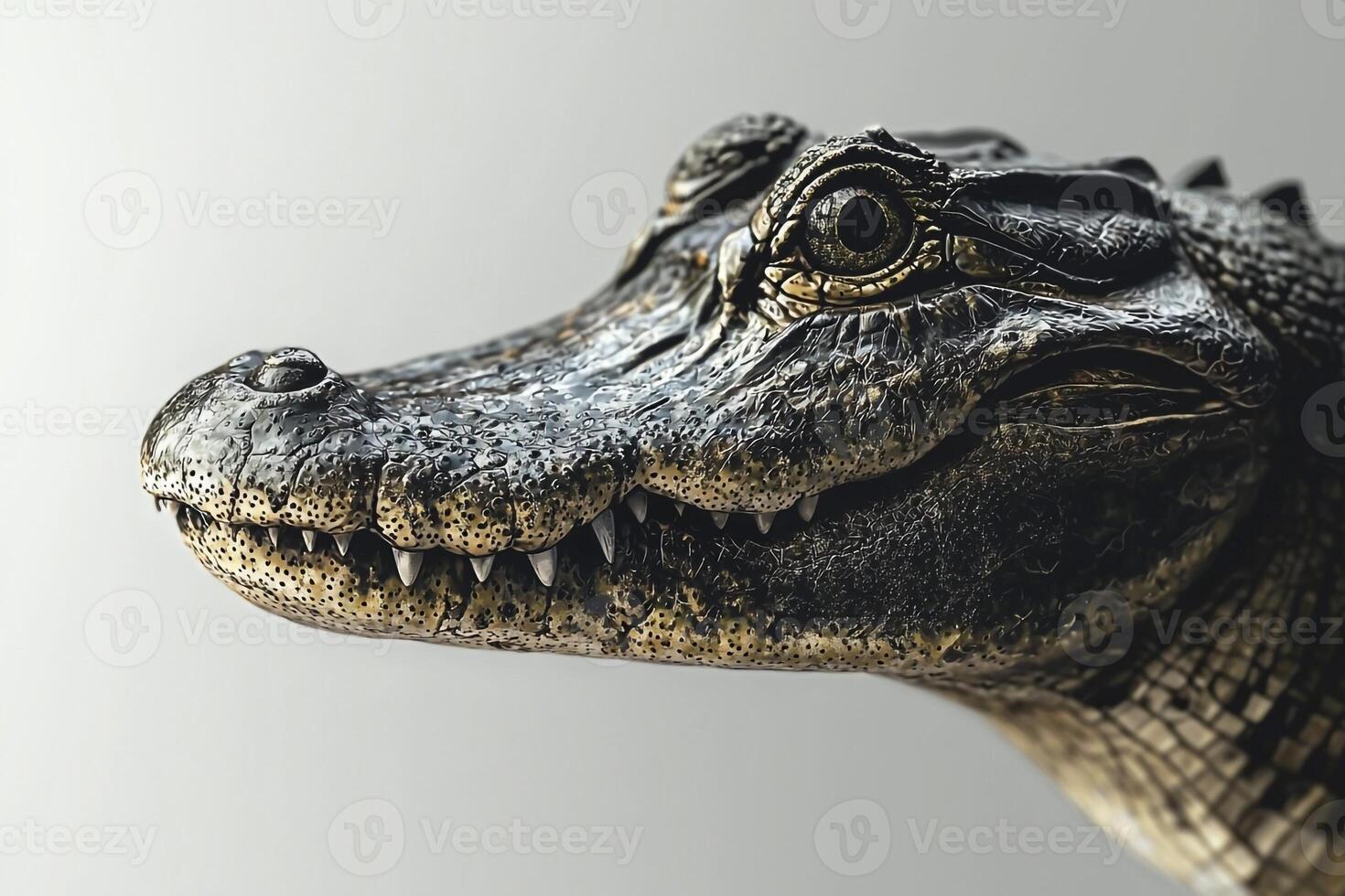 A close up of a crocodile's head photo