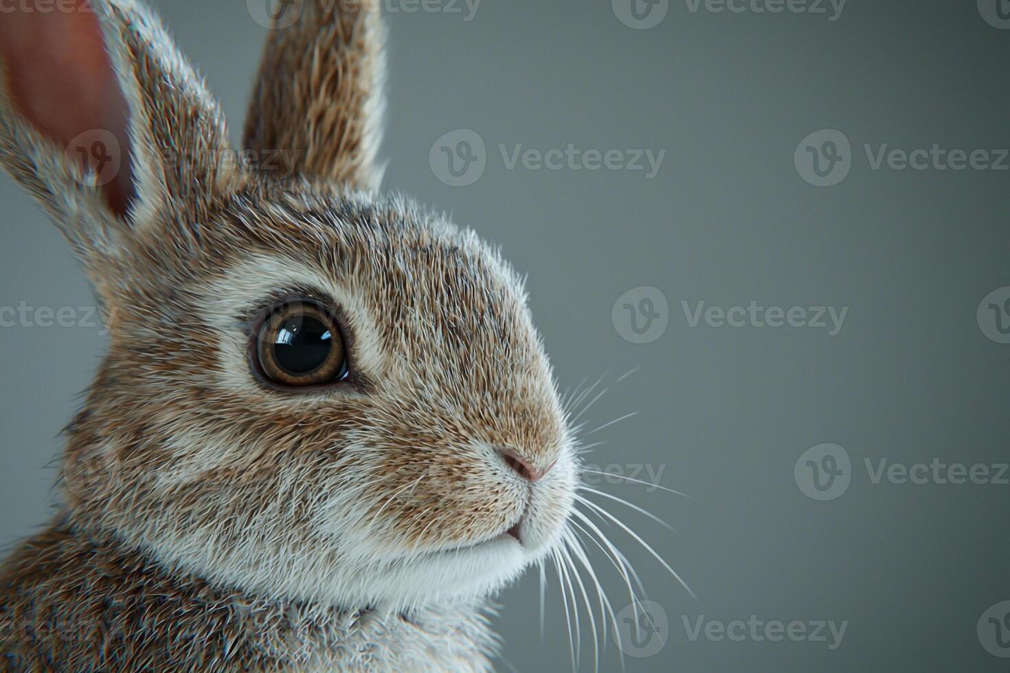 A close up of a rabbit looking to the side photo