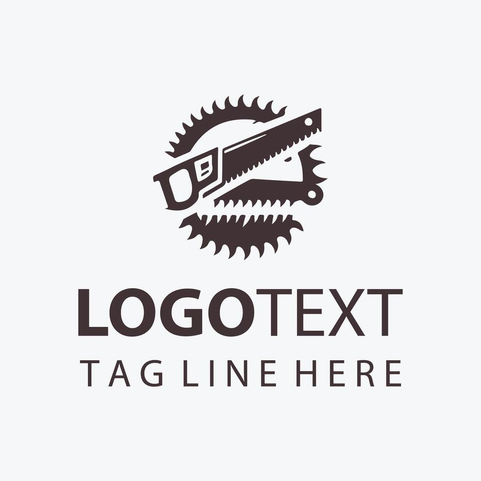 Crafted by Hands Carpenter Saw Logo vector