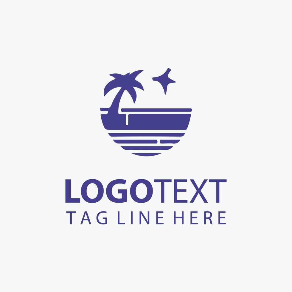 Ocean Blue Oasis desert logo vector