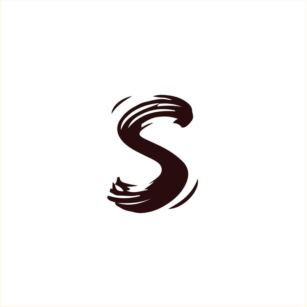 UNIQUE letter S brush logo design vector