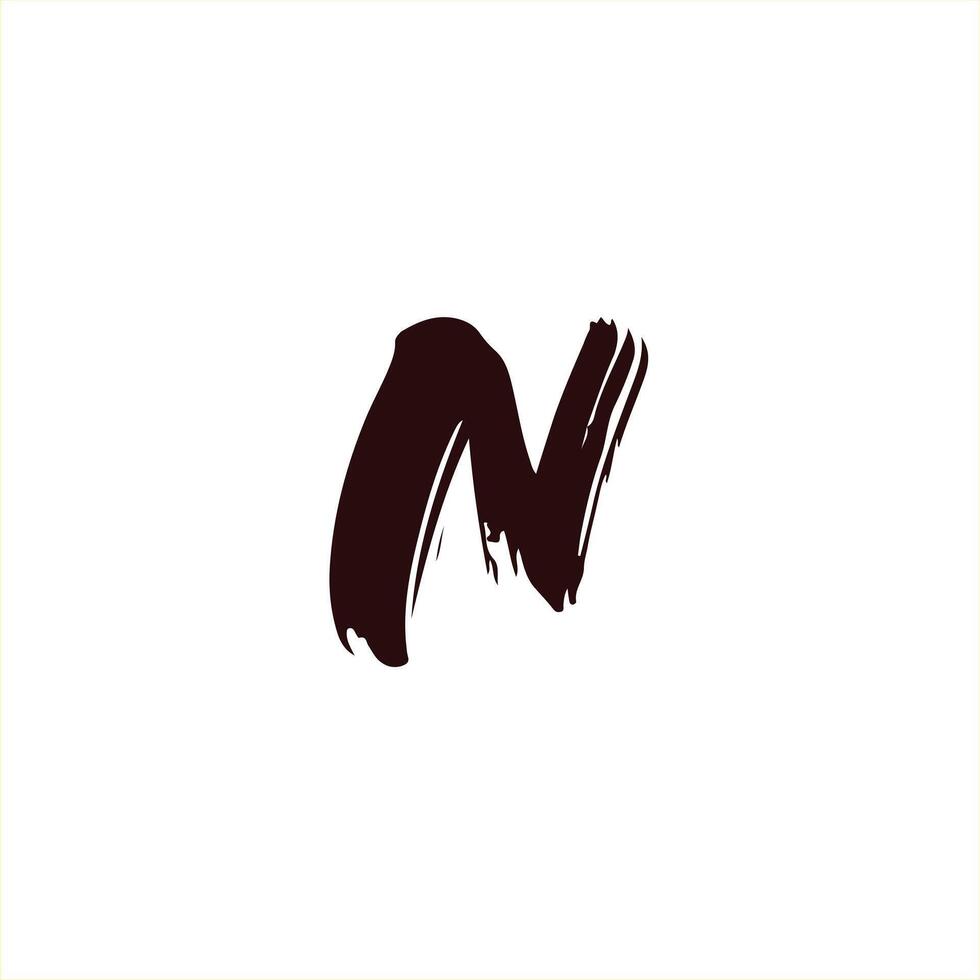letter N brush logo design vector
