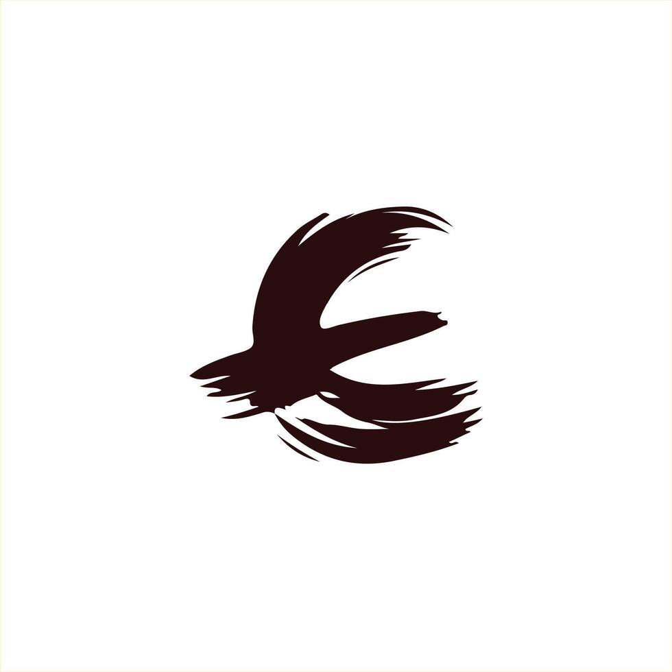 letter E brush logo design vector
