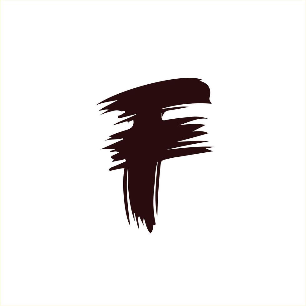 letter F brush logo design vector