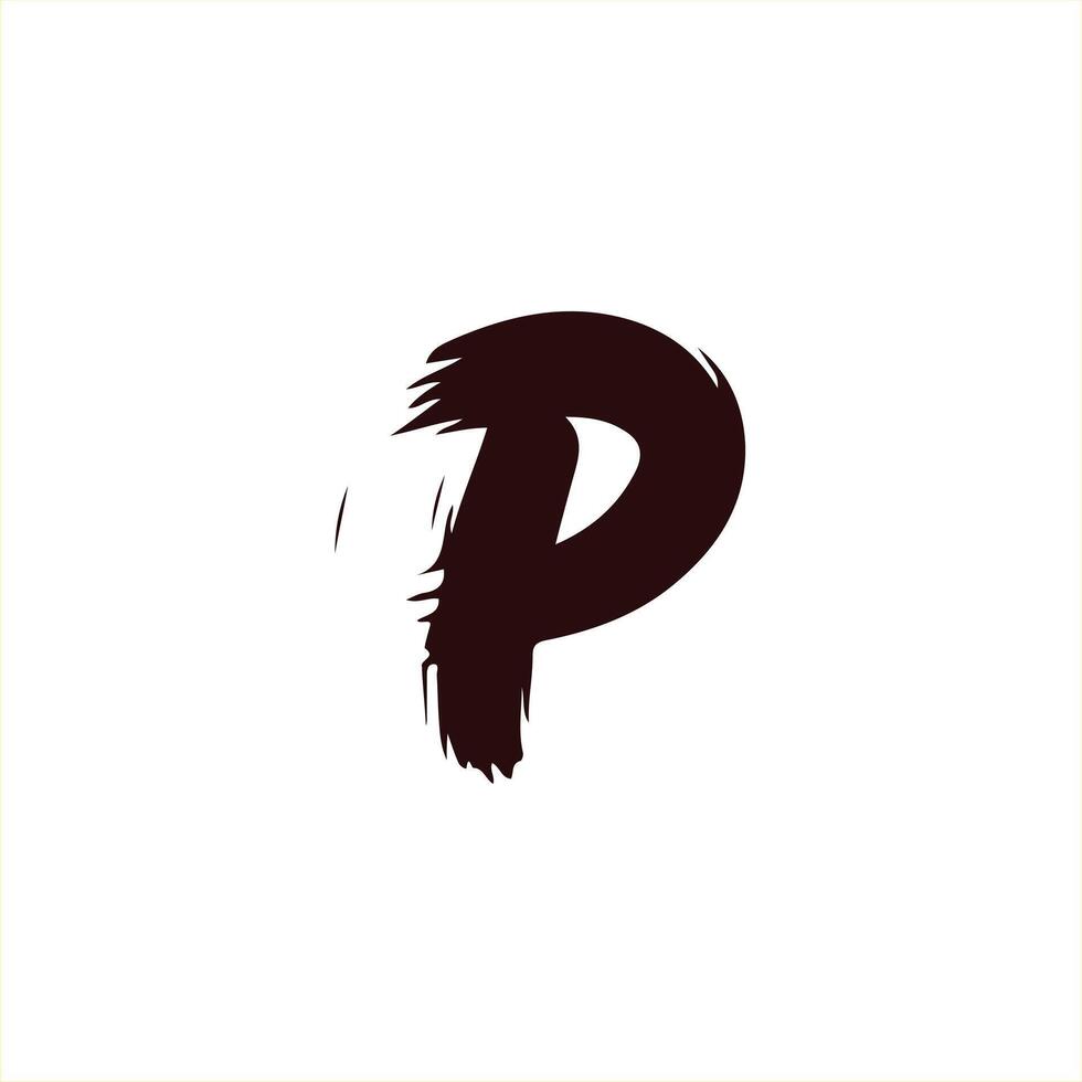 letter P brush logo design vector