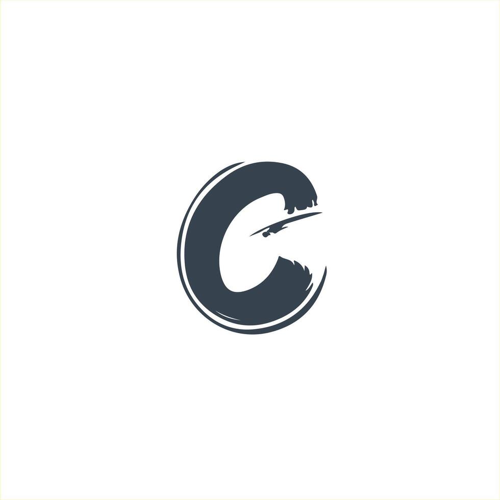 letter brush C logo design vector