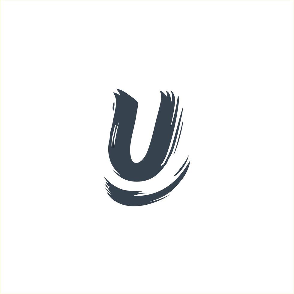 letter brush U logo design vector