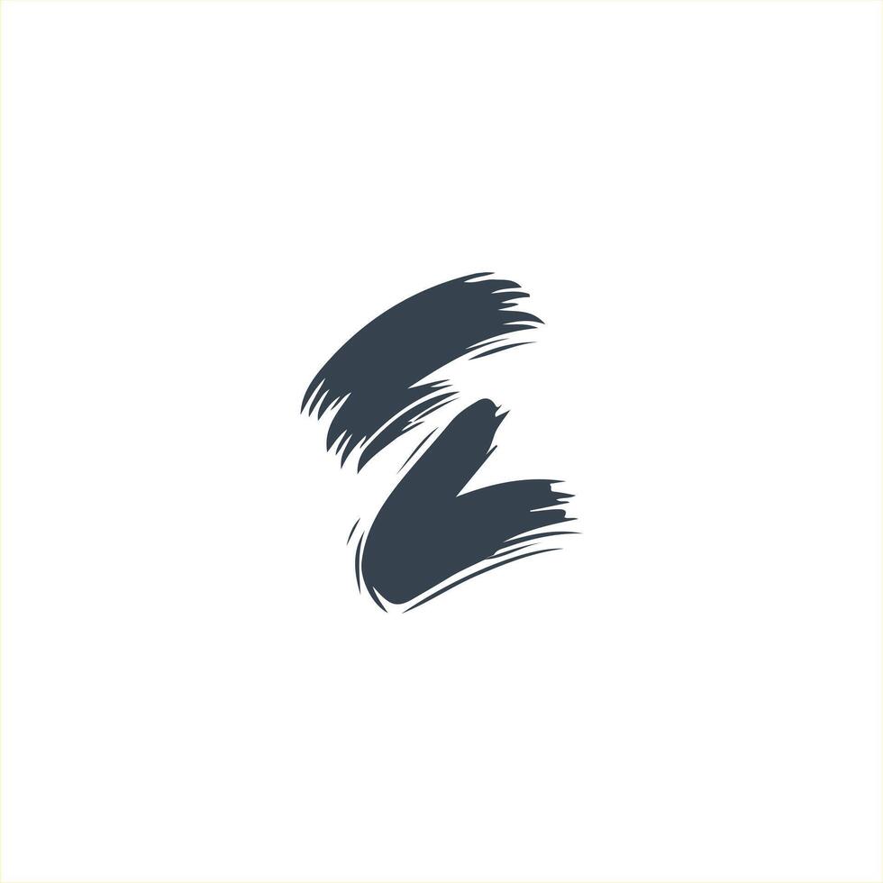 letter brush E logo design vector